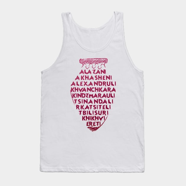 Georgian wine regions names in a shape of qvevri Tank Top by AntonVTokarev